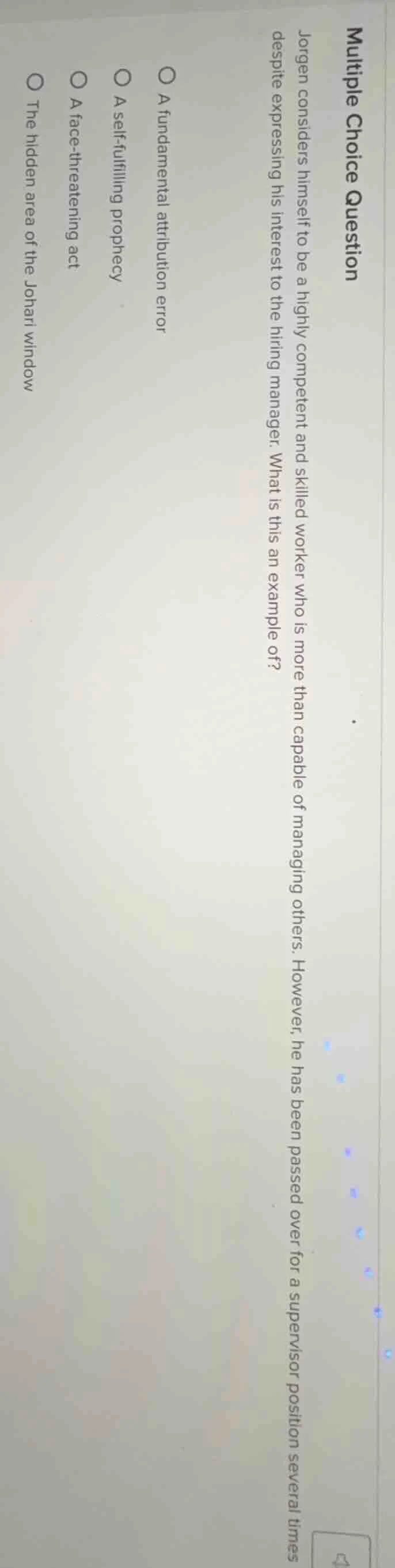 multiple choice question jorgen considers himself to be a highly compet…