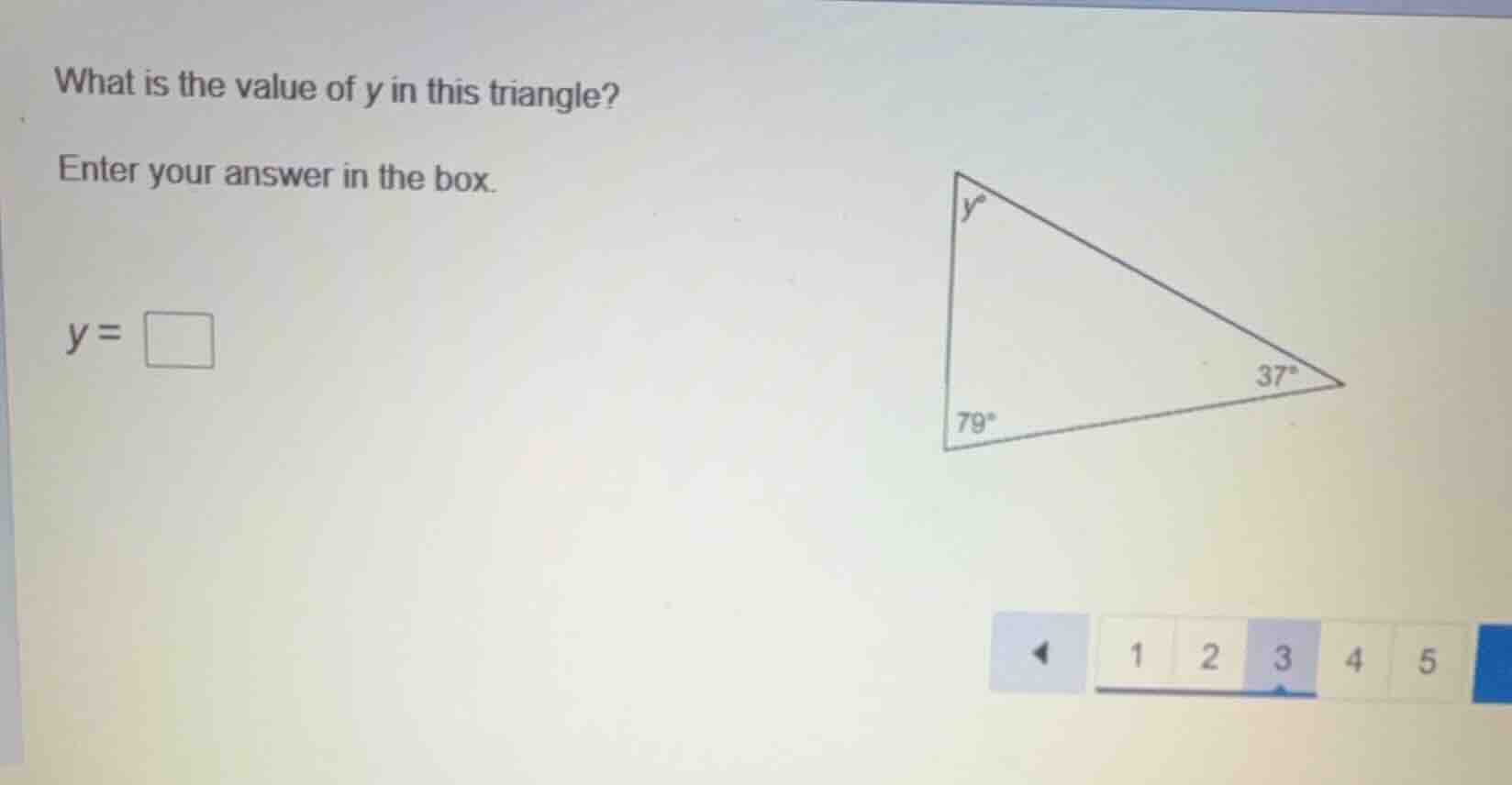 what is the value of y in this triangle? enter your answer in the box. …