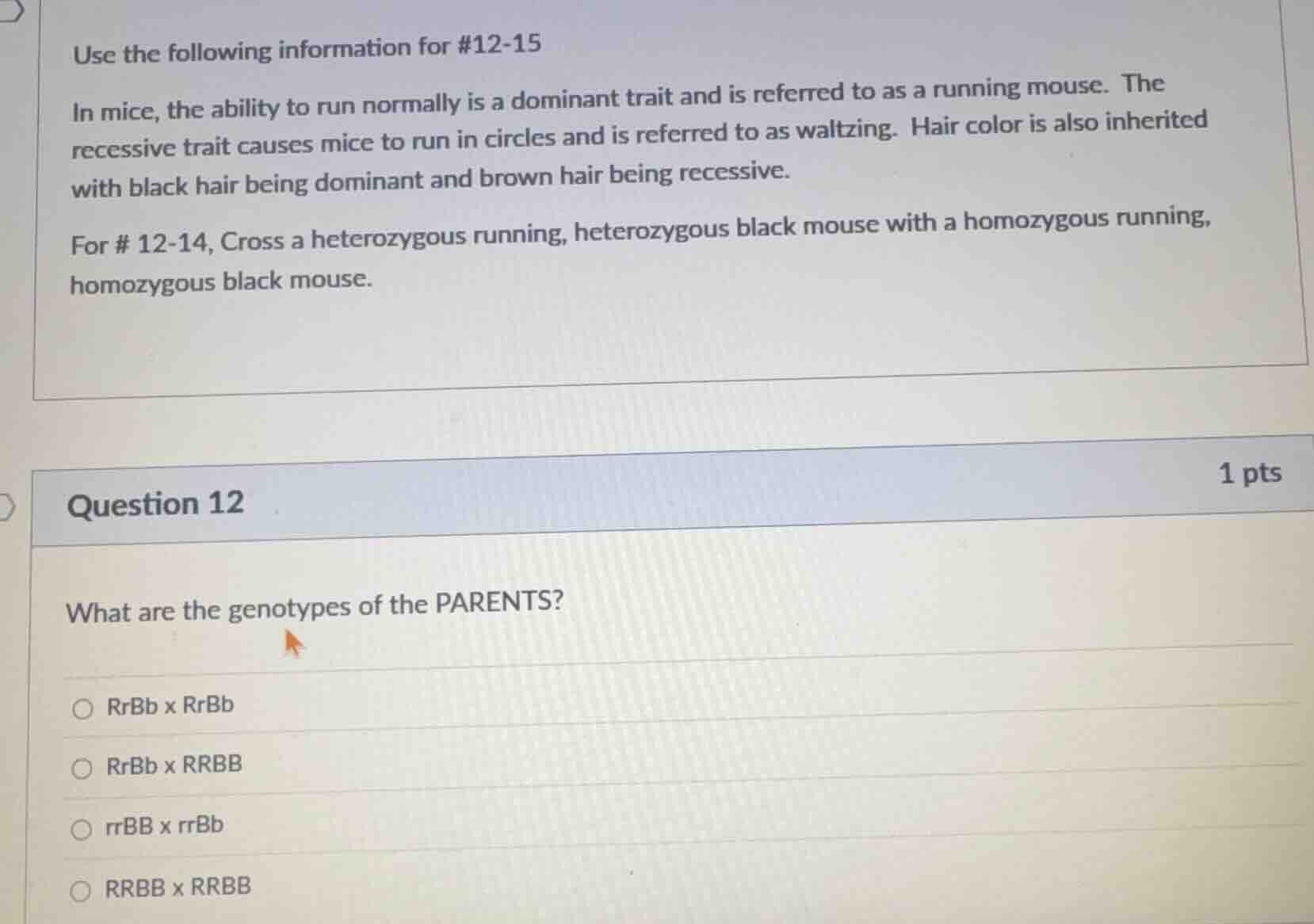 use the following information for #12-15 in mice, the ability to run no…