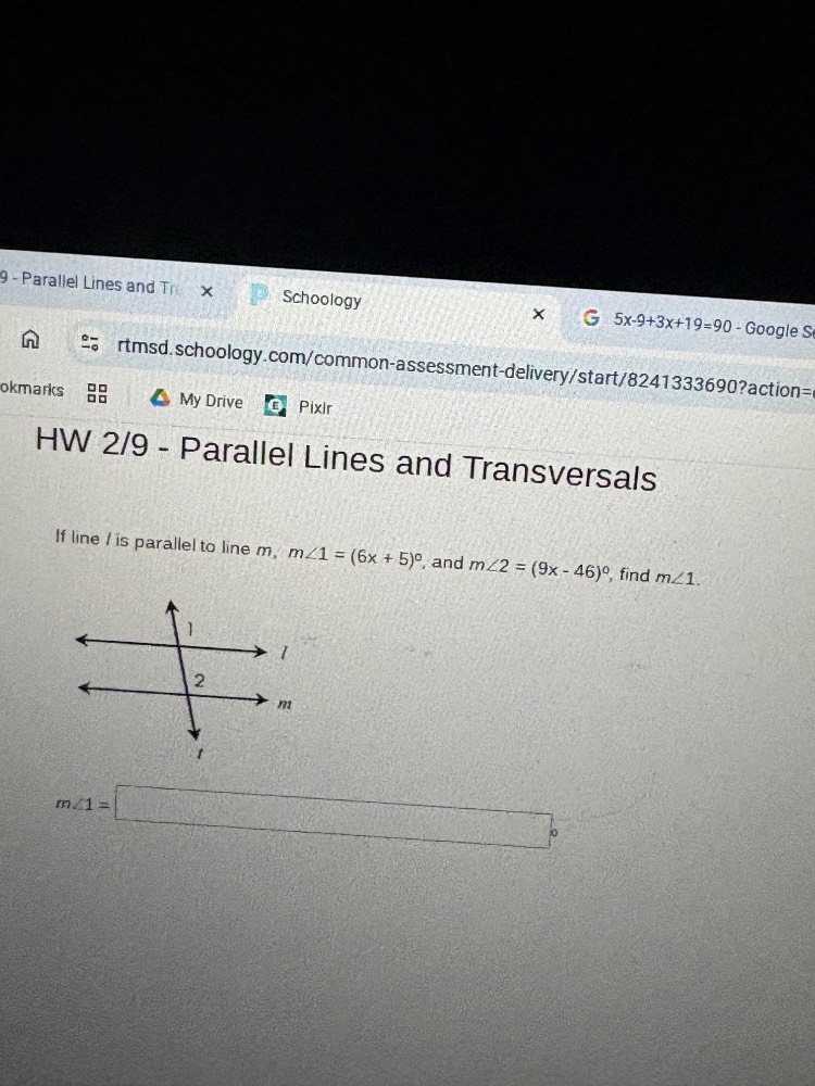 hw 2/9 - parallel lines and transversals if line l is parallel to line …
