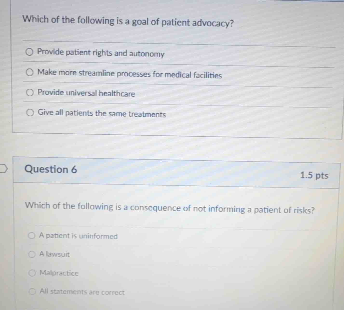 which of the following is a goal of patient advocacy?○ provide patient …