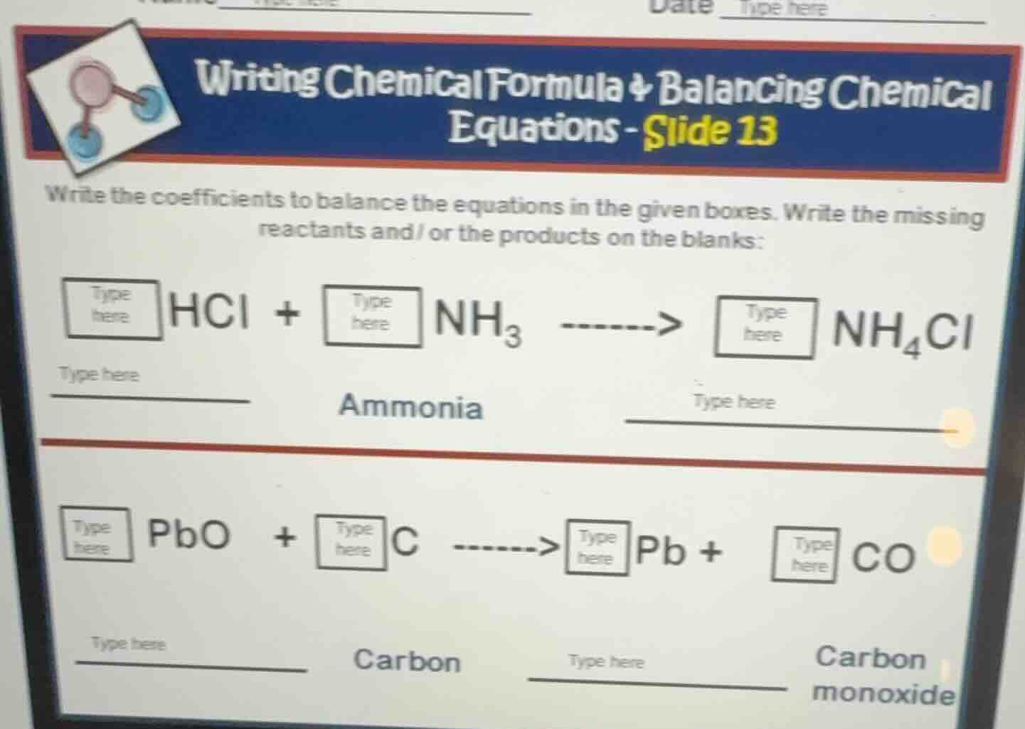 writing chemical formula & balancing chemical equations - slide 13 writ…