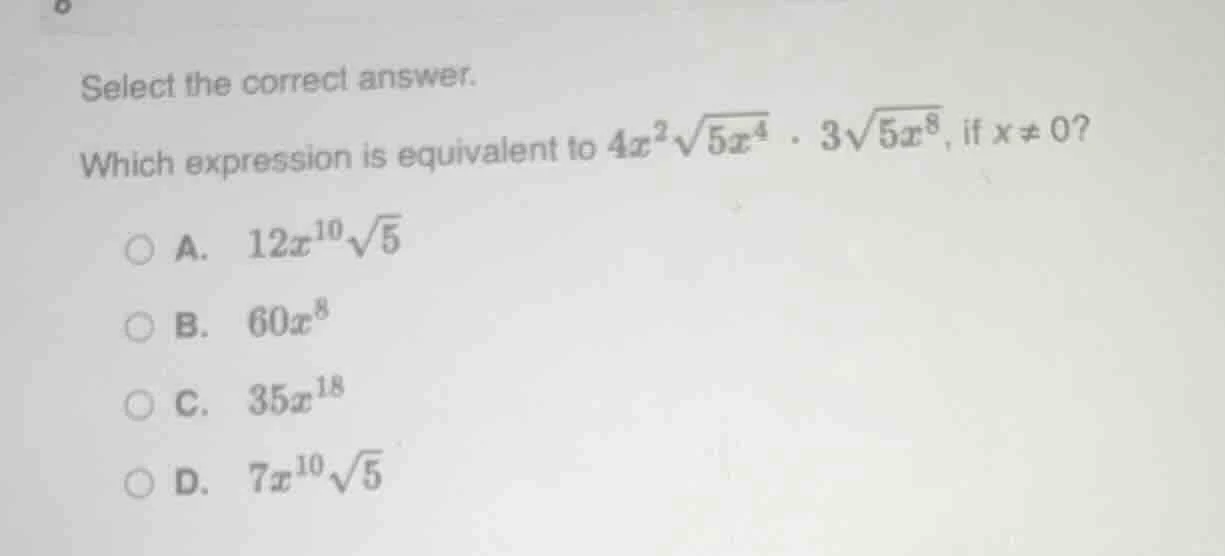select the correct answer. which expression is equivalent to $4x^{2}\\s…