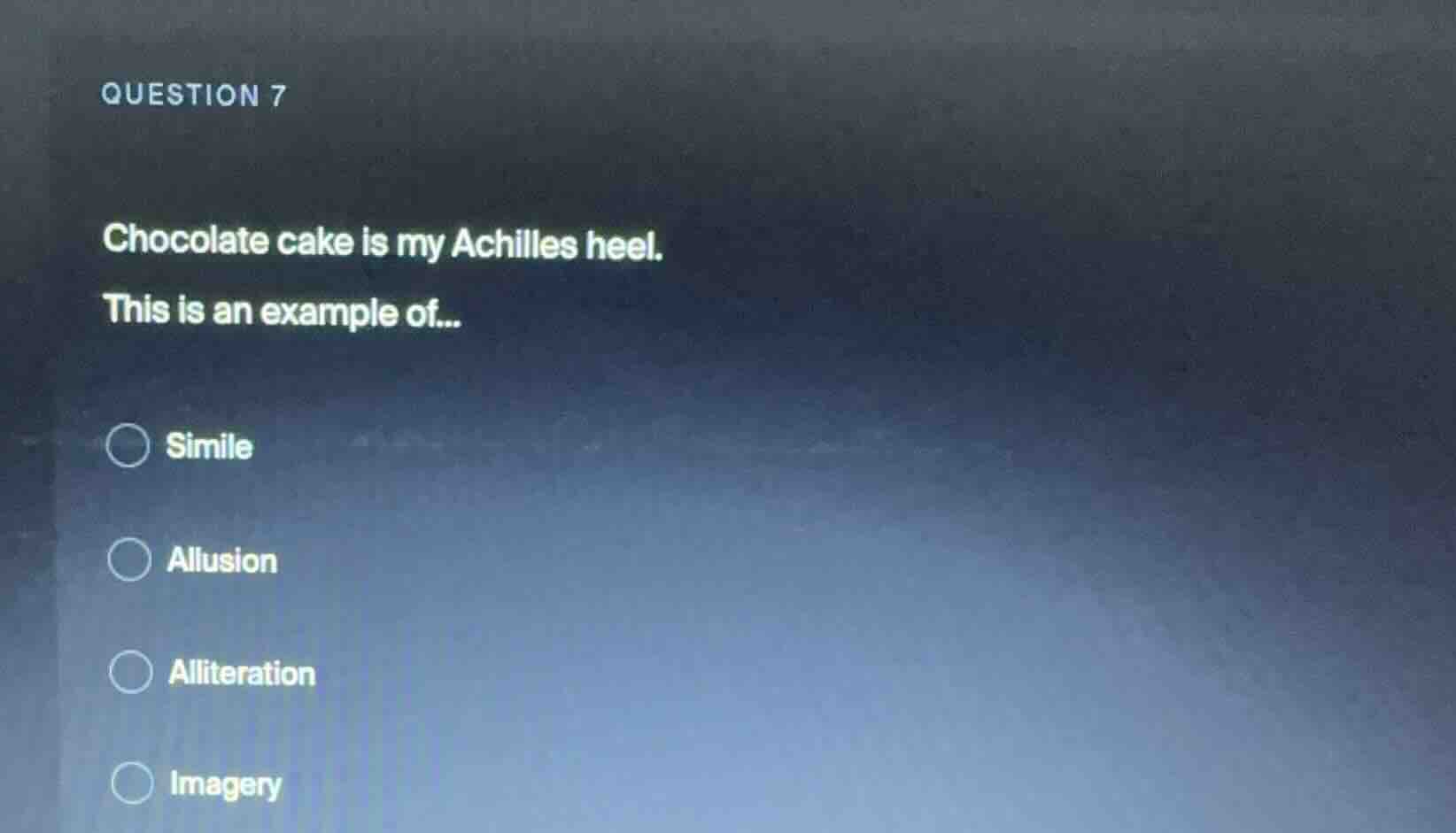 question 7 chocolate cake is my achilles heel. this is an example of...…