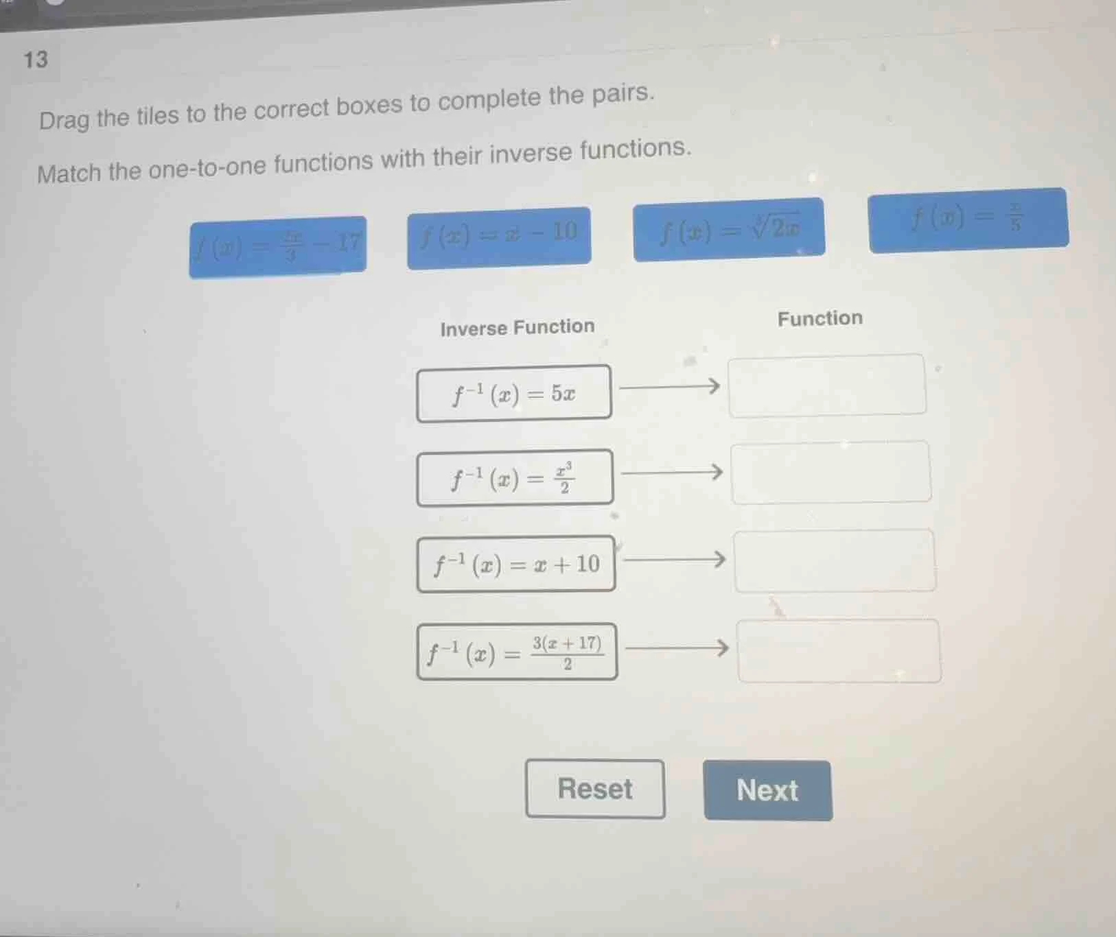 13 drag the tiles to the correct boxes to complete the pairs. match the…