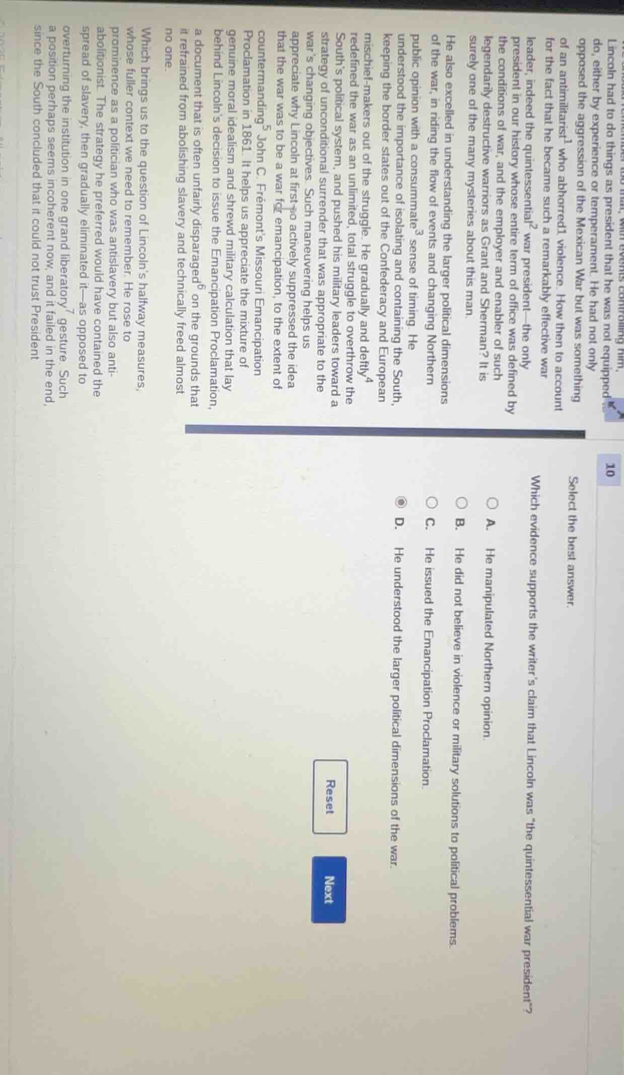 we should remember too that, with events controlling him, lincoln had t…