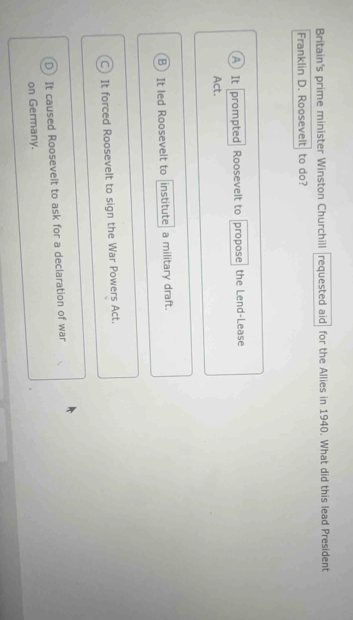 britains prime minister winston churchill requested aid for the allies …