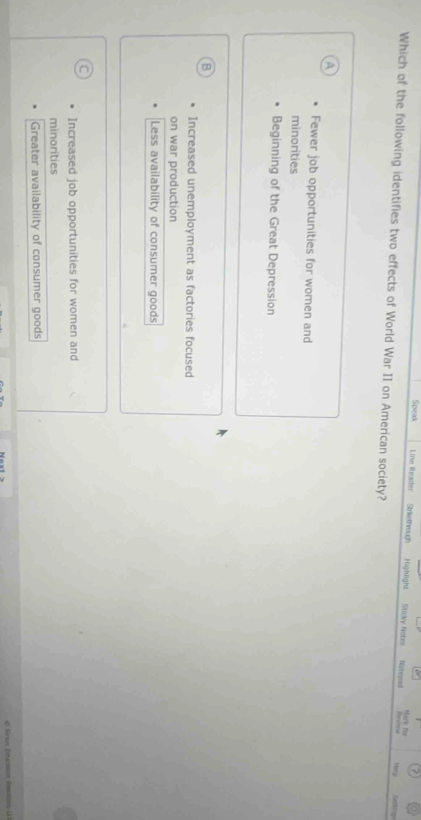 which of the following identifies two effects of world war ii on americ…