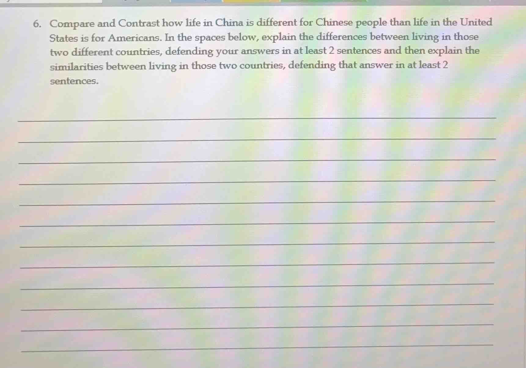 6. compare and contrast how life in china is different for chinese peop…