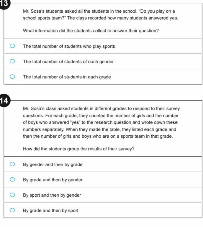 13 mr. sosas students asked all the students in the school, \do you pla…