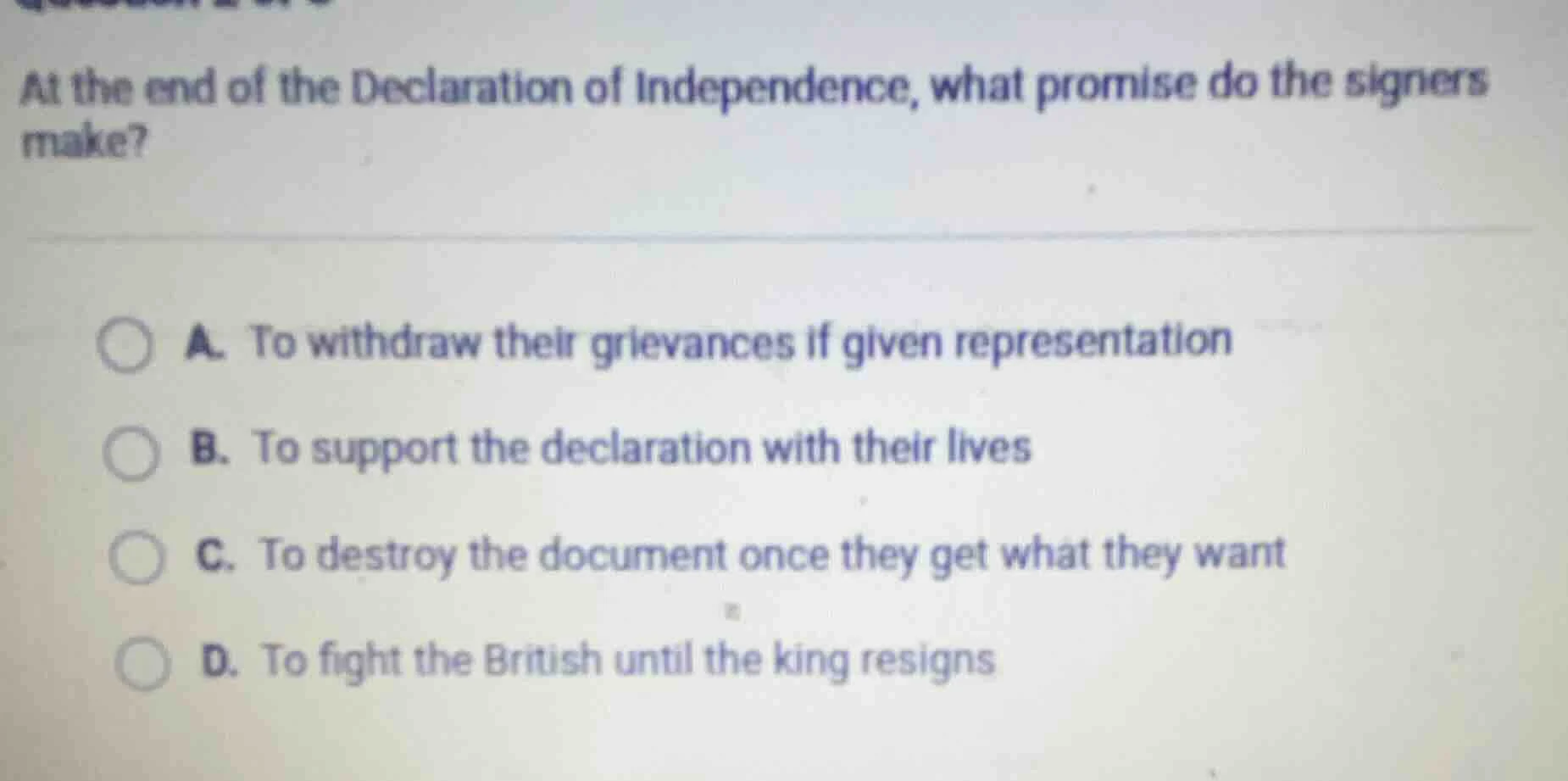 at the end of the declaration of independence, what promise do the sign…