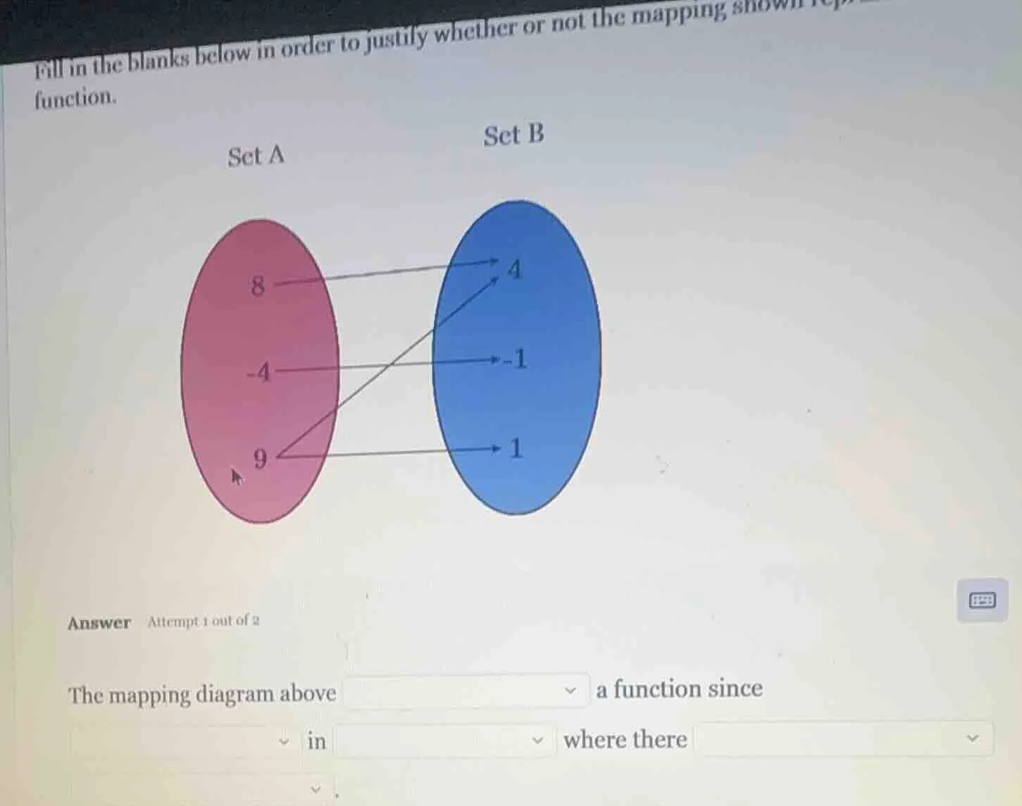 fill in the blanks below in order to justify whether or not the mapping…