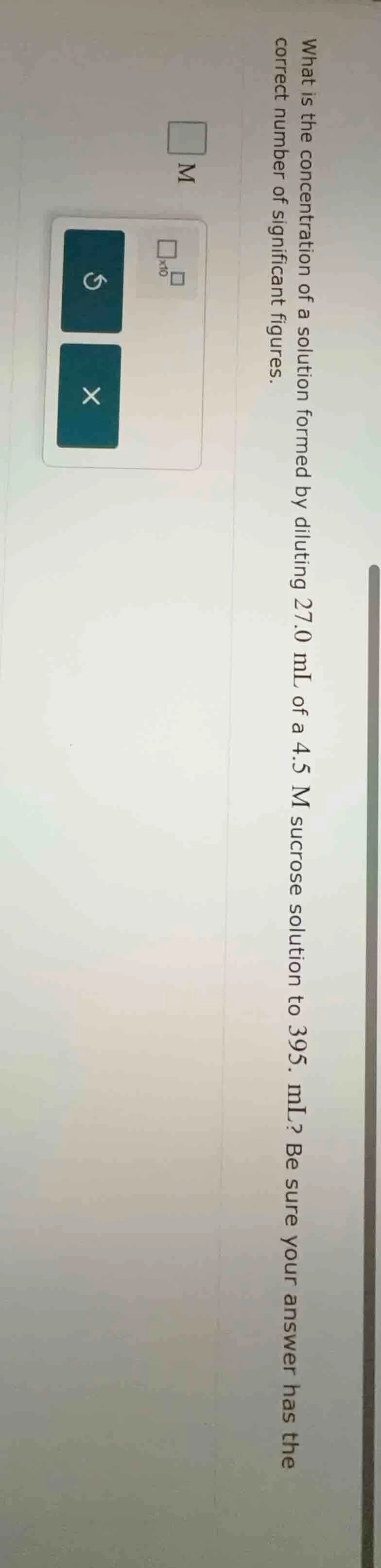 what is the concentration of a solution formed by diluting 27.0 ml of a…