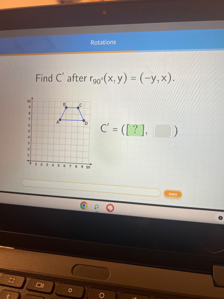 rotations find c after $r_{90^{\\circ}}(x,y)=(-y,x)$. $c = (?, )$