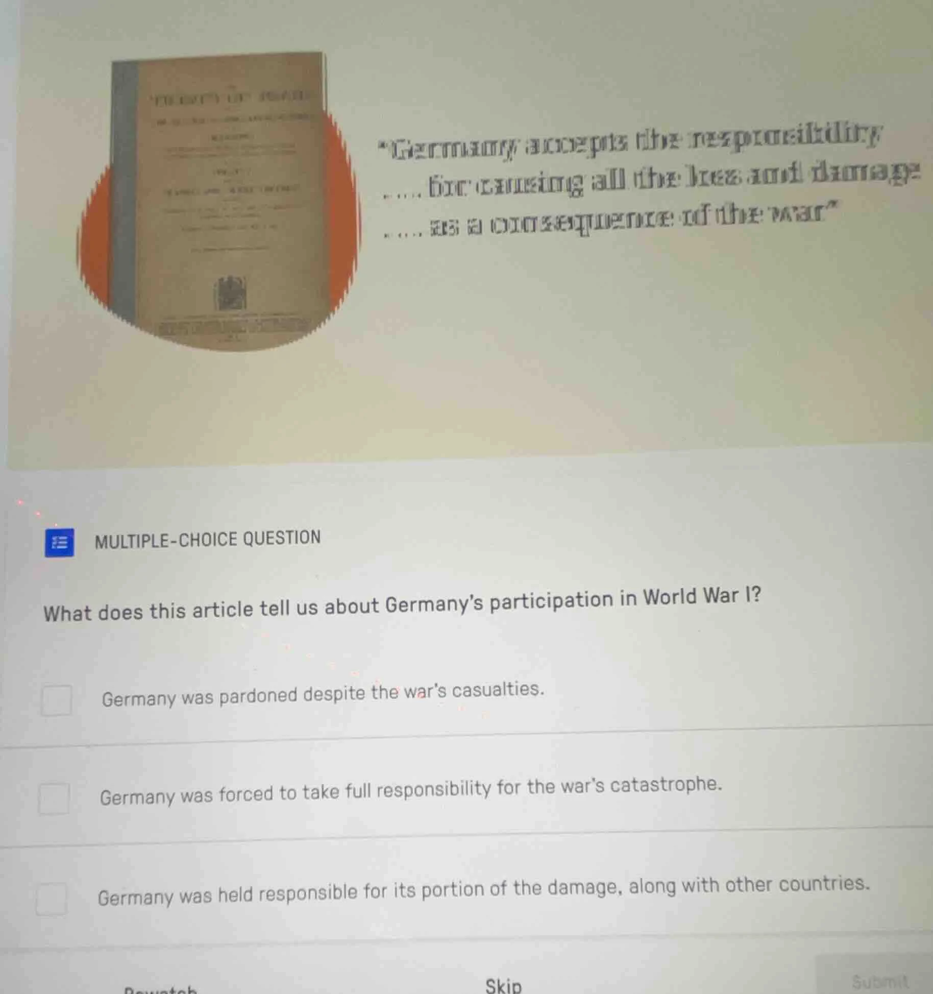 \germany accepts the responsibility ...... for causing all the loss and…