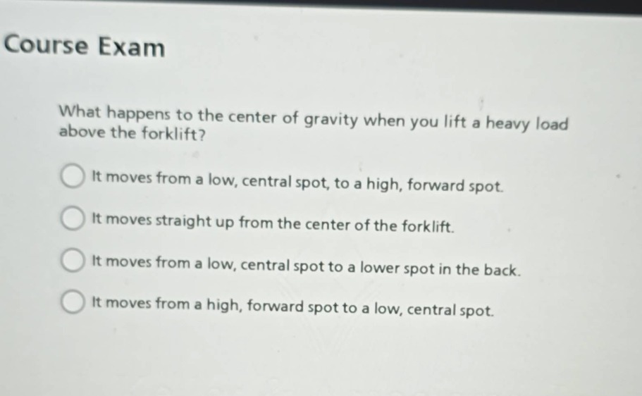 course exam what happens to the center of gravity when you lift a heavy…