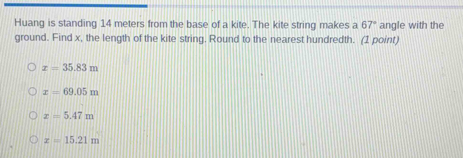 huang is standing 14 meters from the base of a kite. the kite string ma…