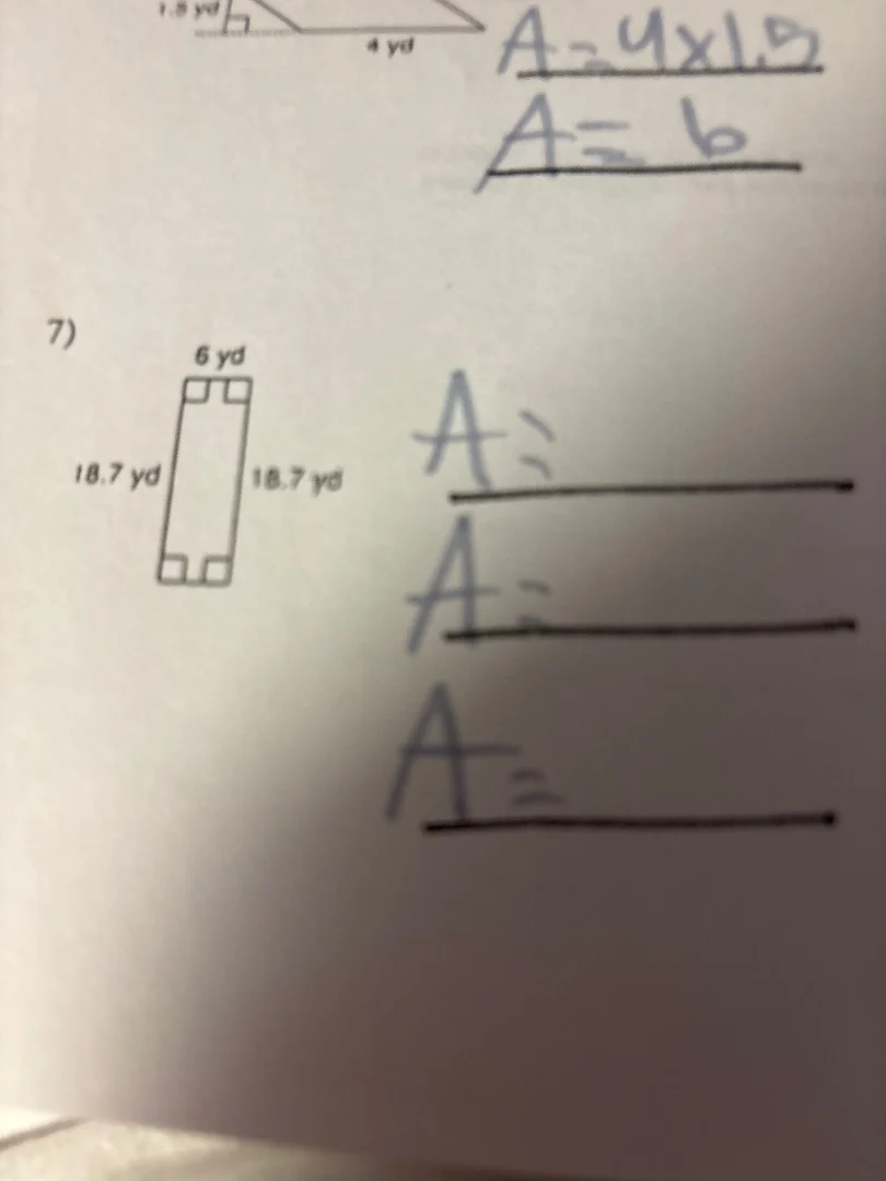 7) 6 yd 18.7 yd 18.7 yd a: a: a= (above partial content: 1.5 yd 4 yd a=…