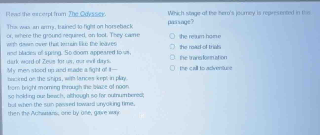 read the excerpt from the odyssey. this was an army, trained to fight o…