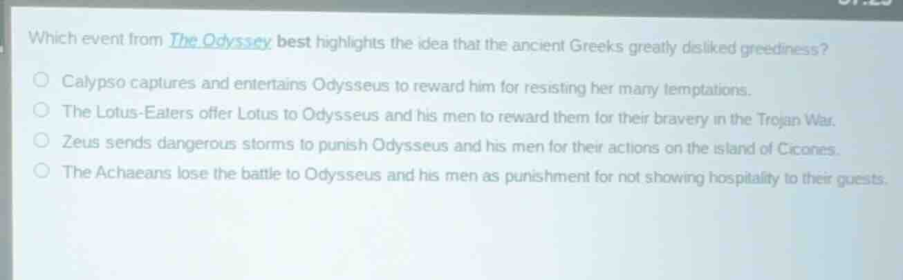 which event from the odyssey best highlights the idea that the ancient …