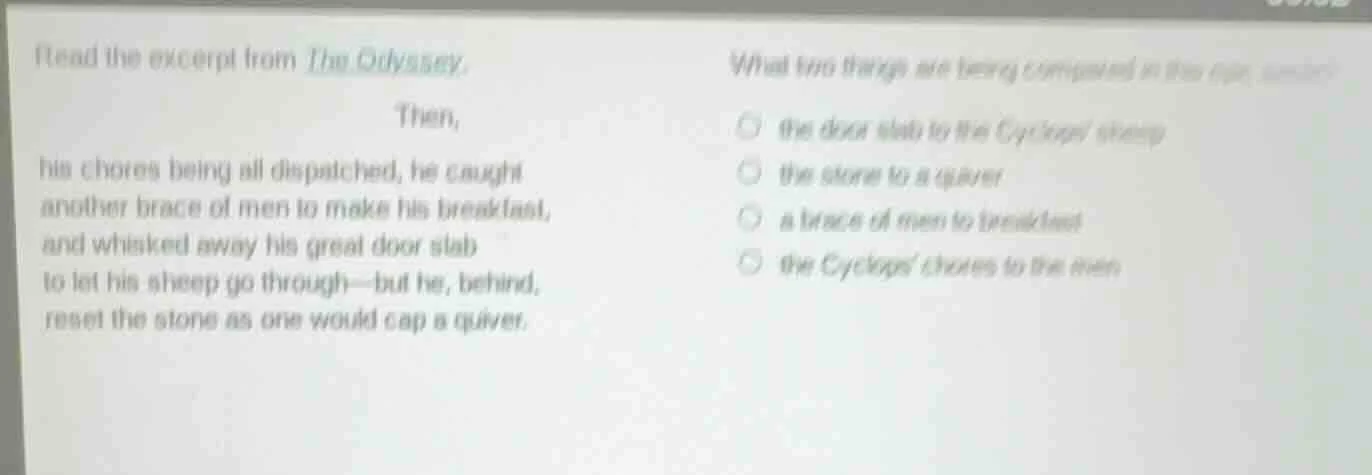 read the excerpt from the odyssey. then, his chores being all dispatche…