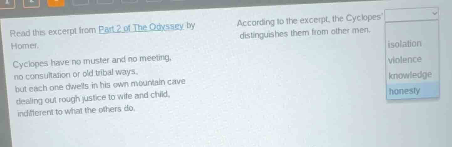 read this excerpt from part 2 of the odyssey by homer.cyclopes have no …