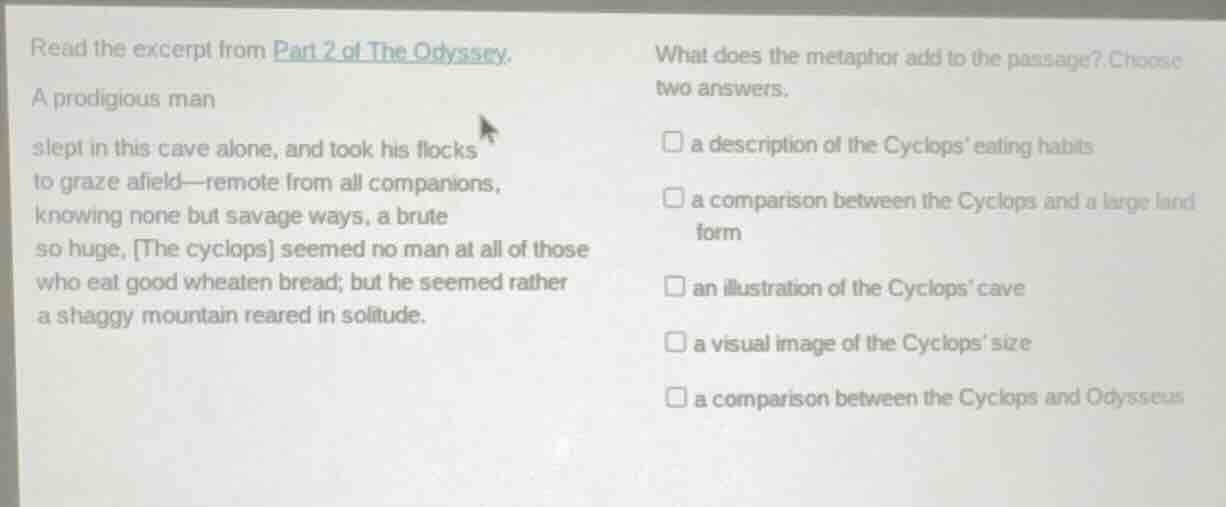 read the excerpt from part 2 of the odyssey. a prodigious man slept in …