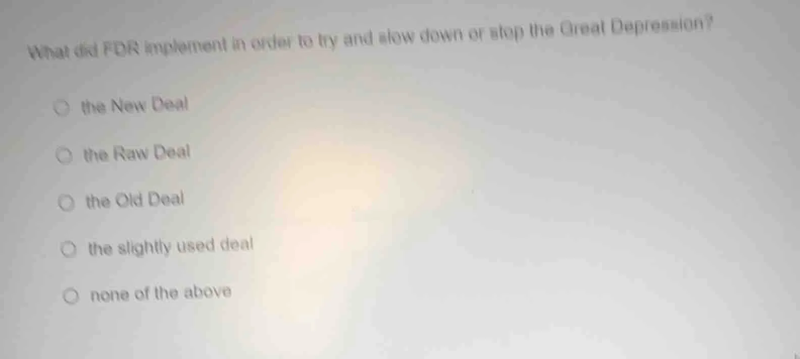 what did fdr implement in order to try and slow down or stop the great …