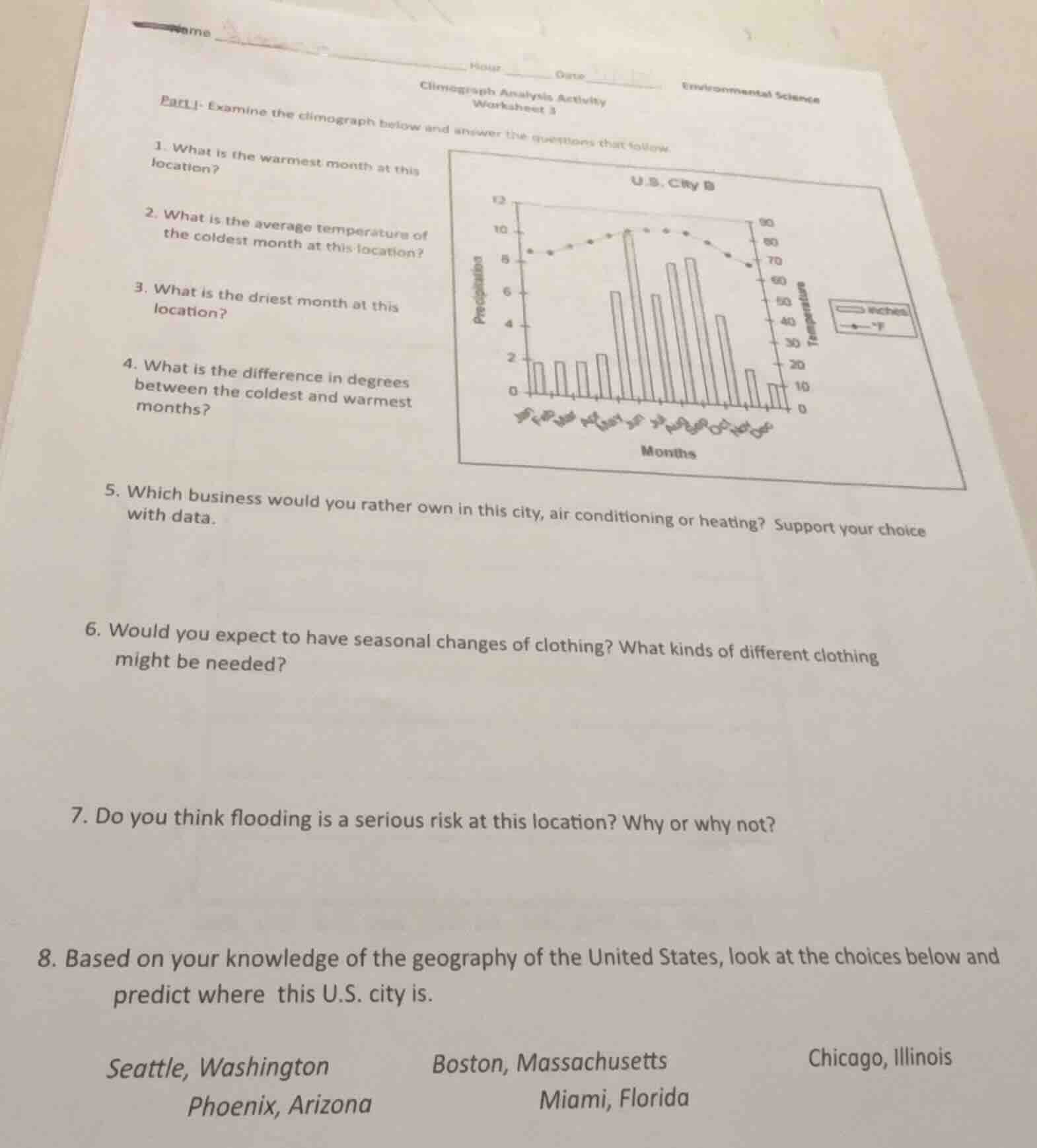 name______ hour______ date______ environmental science climograph analy…