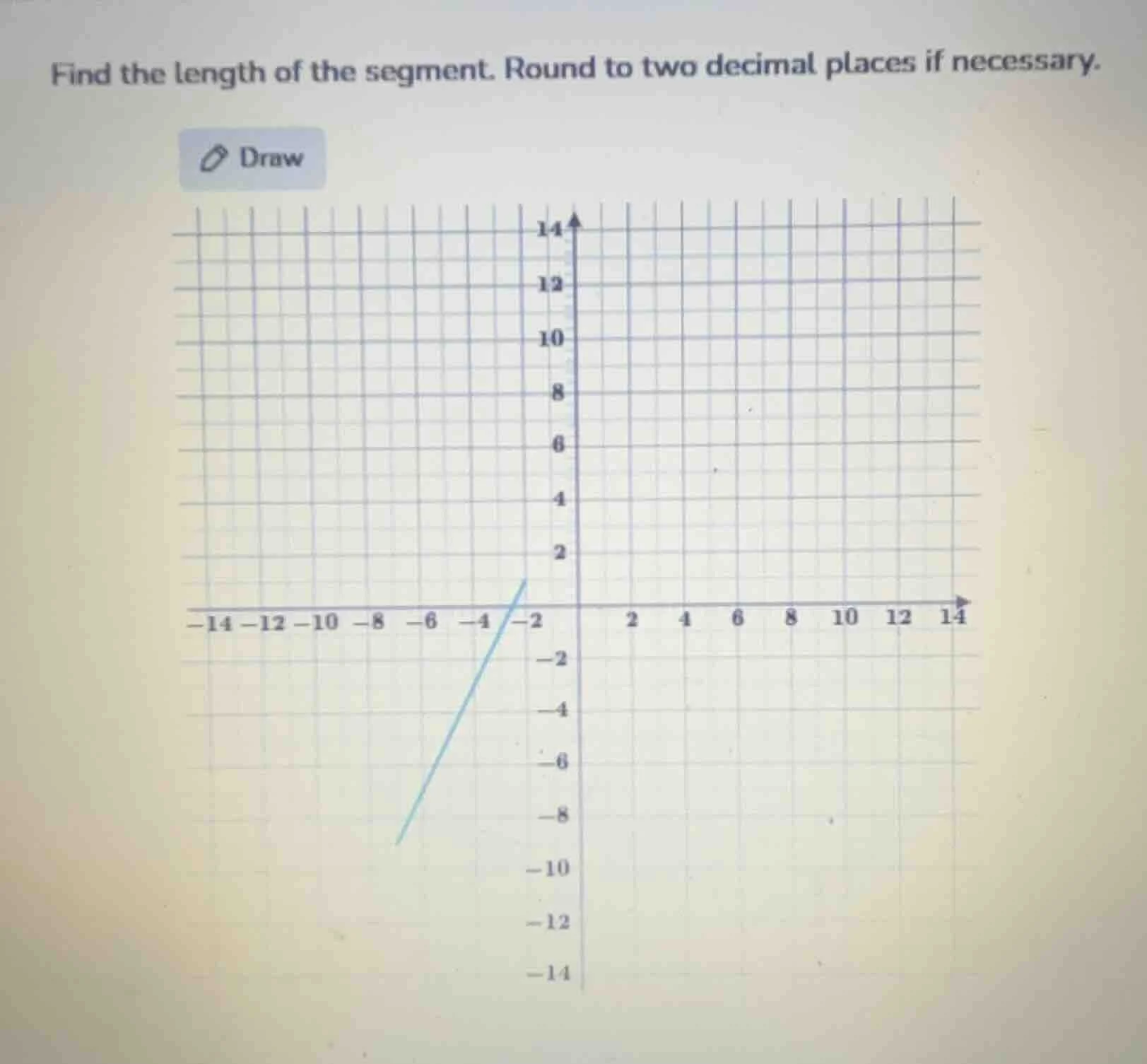 find the length of the segment. round to two decimal places if necessar…