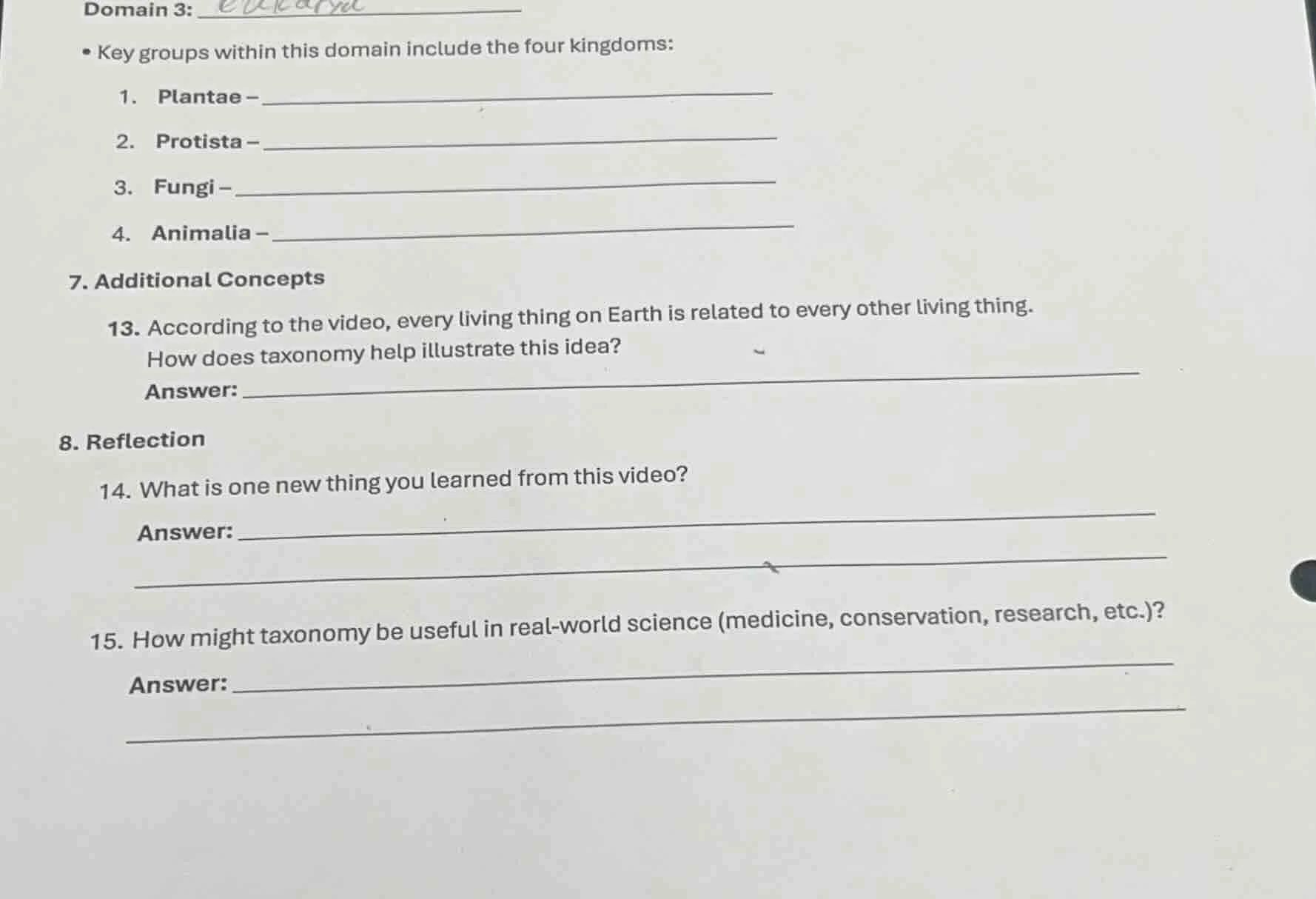 domain 3:• key groups within this domain include the four kingdoms:1. p…