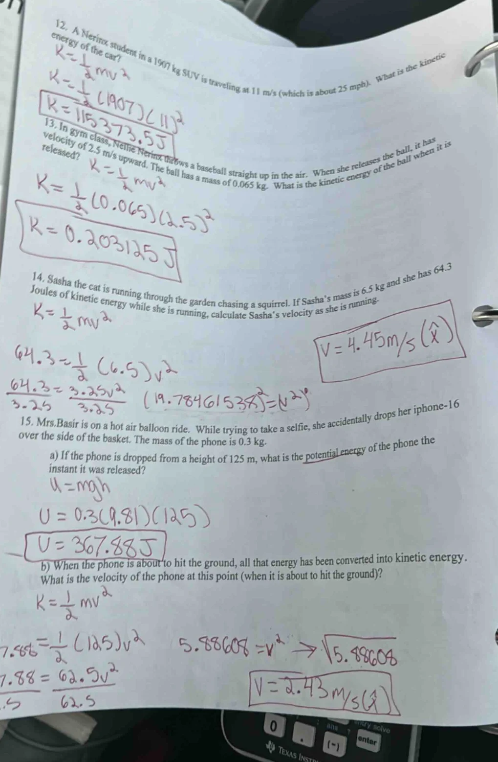12. a nerinx student in a 1907 kg suv is traveling at 11 m/s (which is …