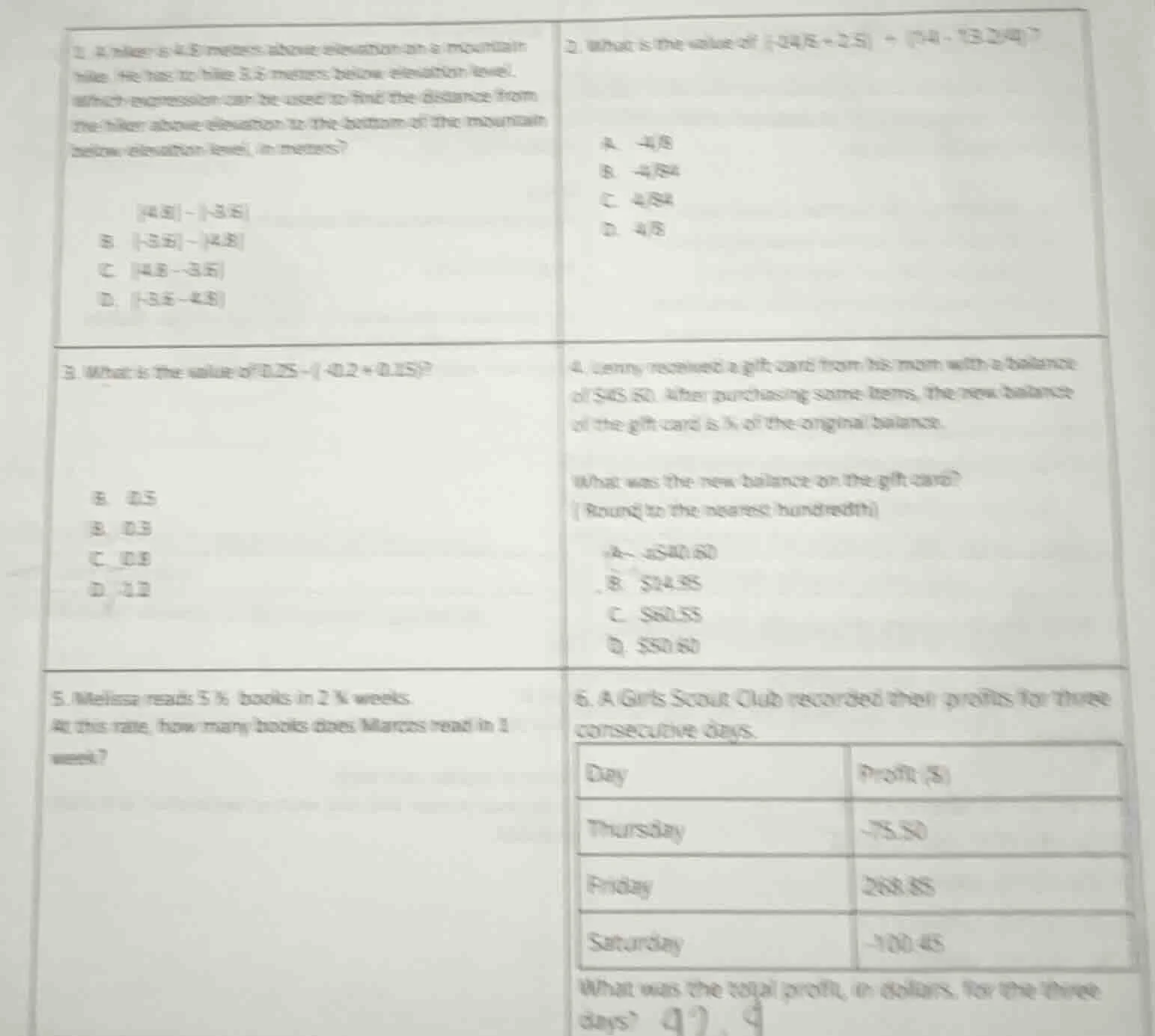 1. a hiker is 4.8 meters above elevation on a mountain hike. he has to …