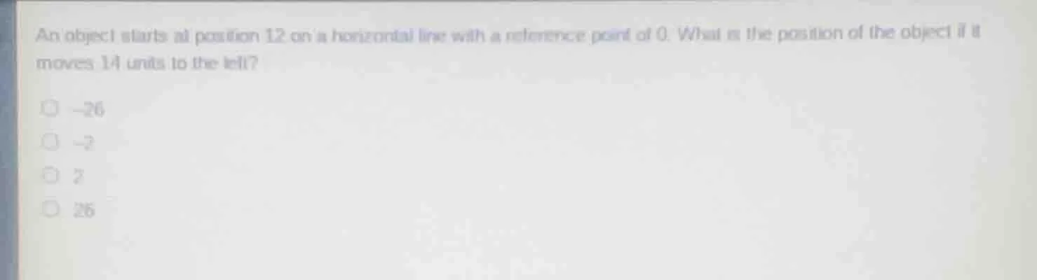 an object starts at position 12 on a horizontal line with a reference p…