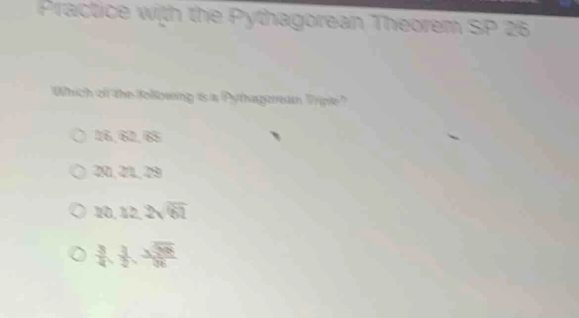 practice with the pythagorean theorem sp 26 which of the following is a…