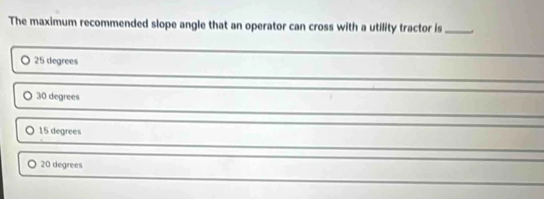 the maximum recommended slope angle that an operator can cross with a u…