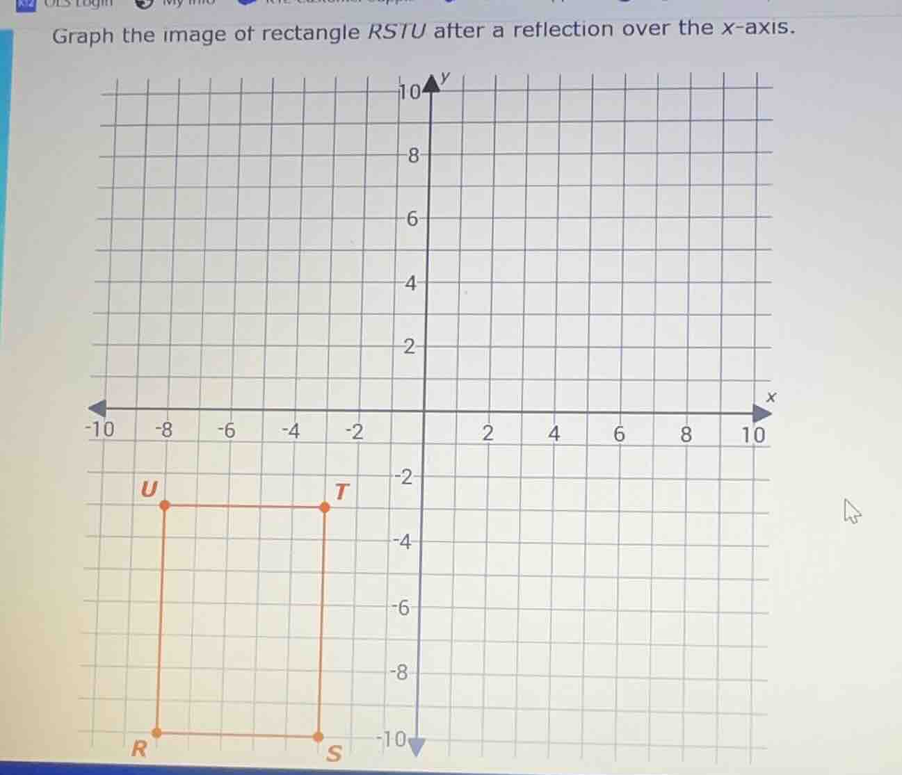 graph the image of rectangle rstu after a reflection over the x-axis.