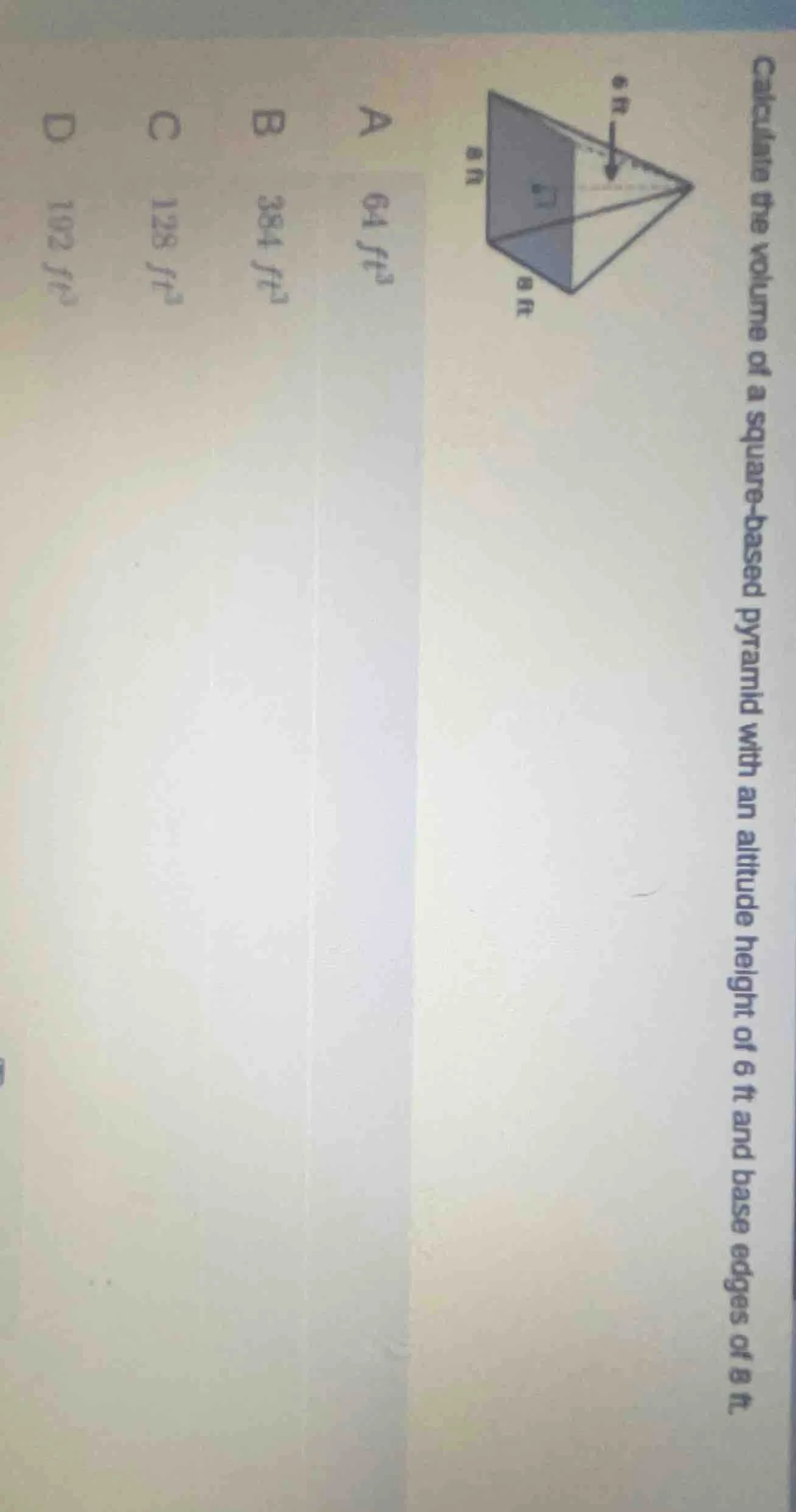 calculate the volume of a square-based pyramid with an altitude height …