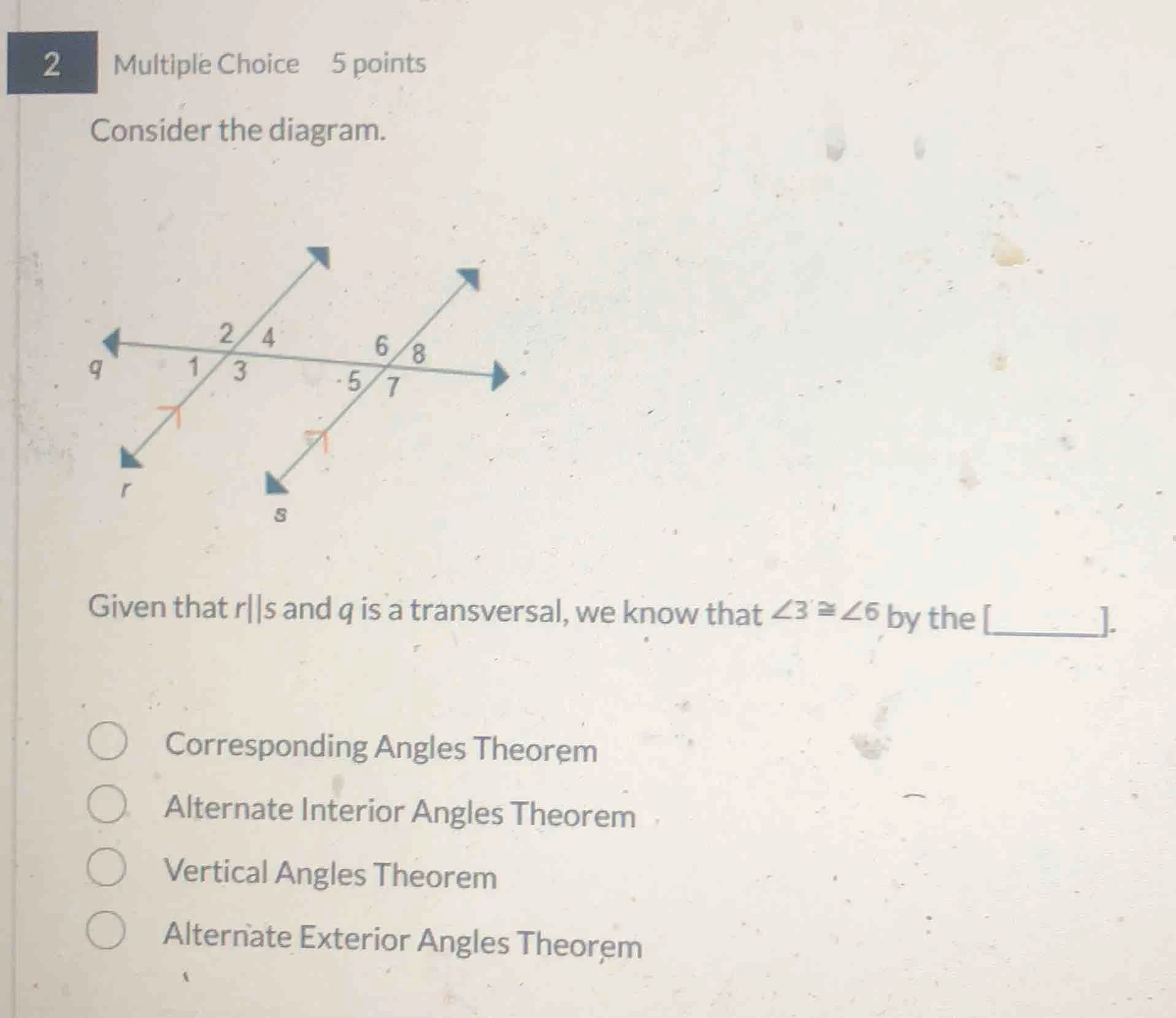 2 multiple choice 5 points consider the diagram. given that $r\\paralle…