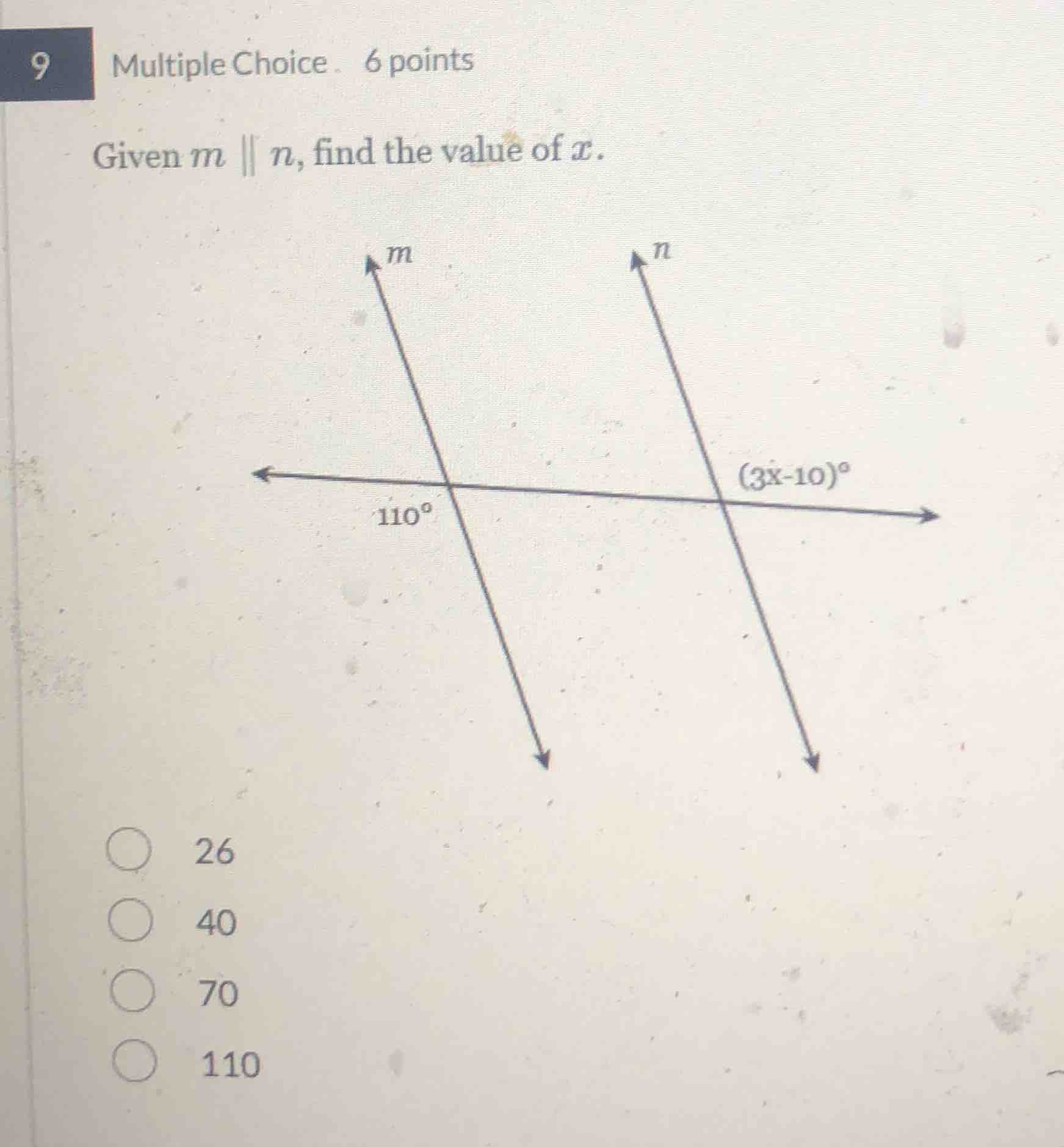 9 multiple choice. 6 points given $m \\parallel n$, find the value of $…