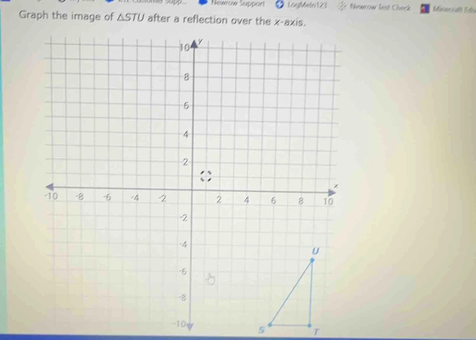 graph the image of $\triangle stu$ after a reflection over the $x$-axis.