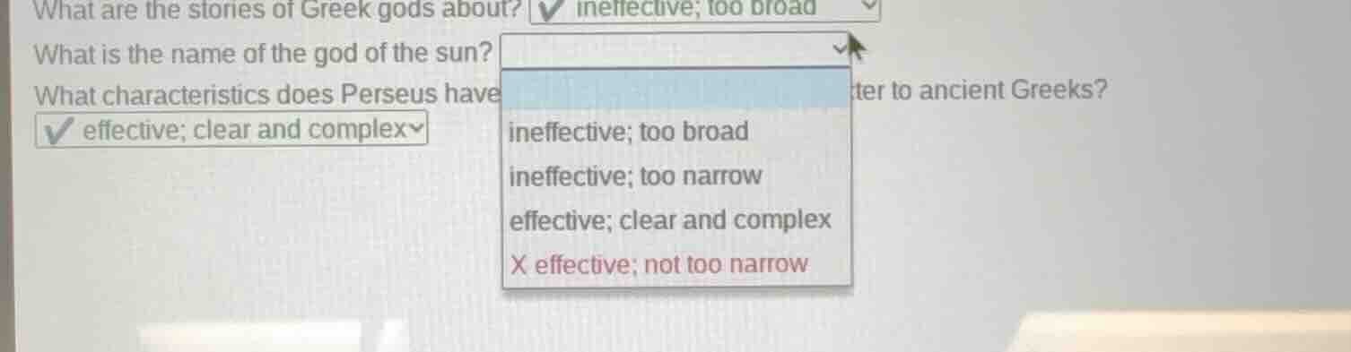 what are the stories of greek gods about? ✔ ineffective; too broadwhat …