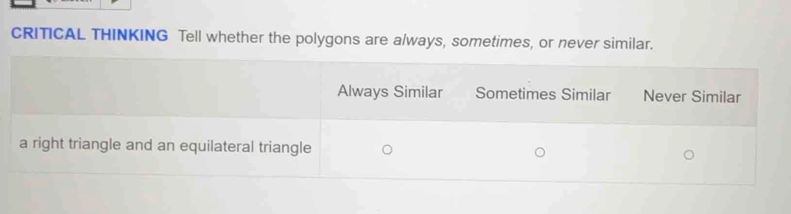 critical thinking tell whether the polygons are always, sometimes, or n…