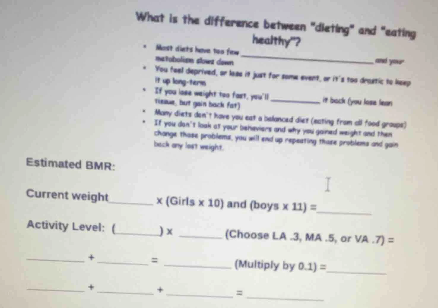 what is the difference between \dieting\ and \eating healthy\?* most di…