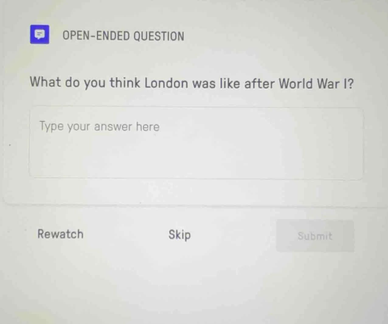 open-ended question what do you think london was like after world war i…