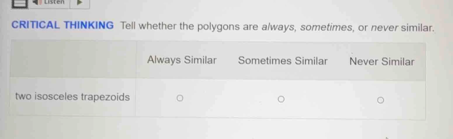 critical thinking tell whether the polygons are always, sometimes, or n…