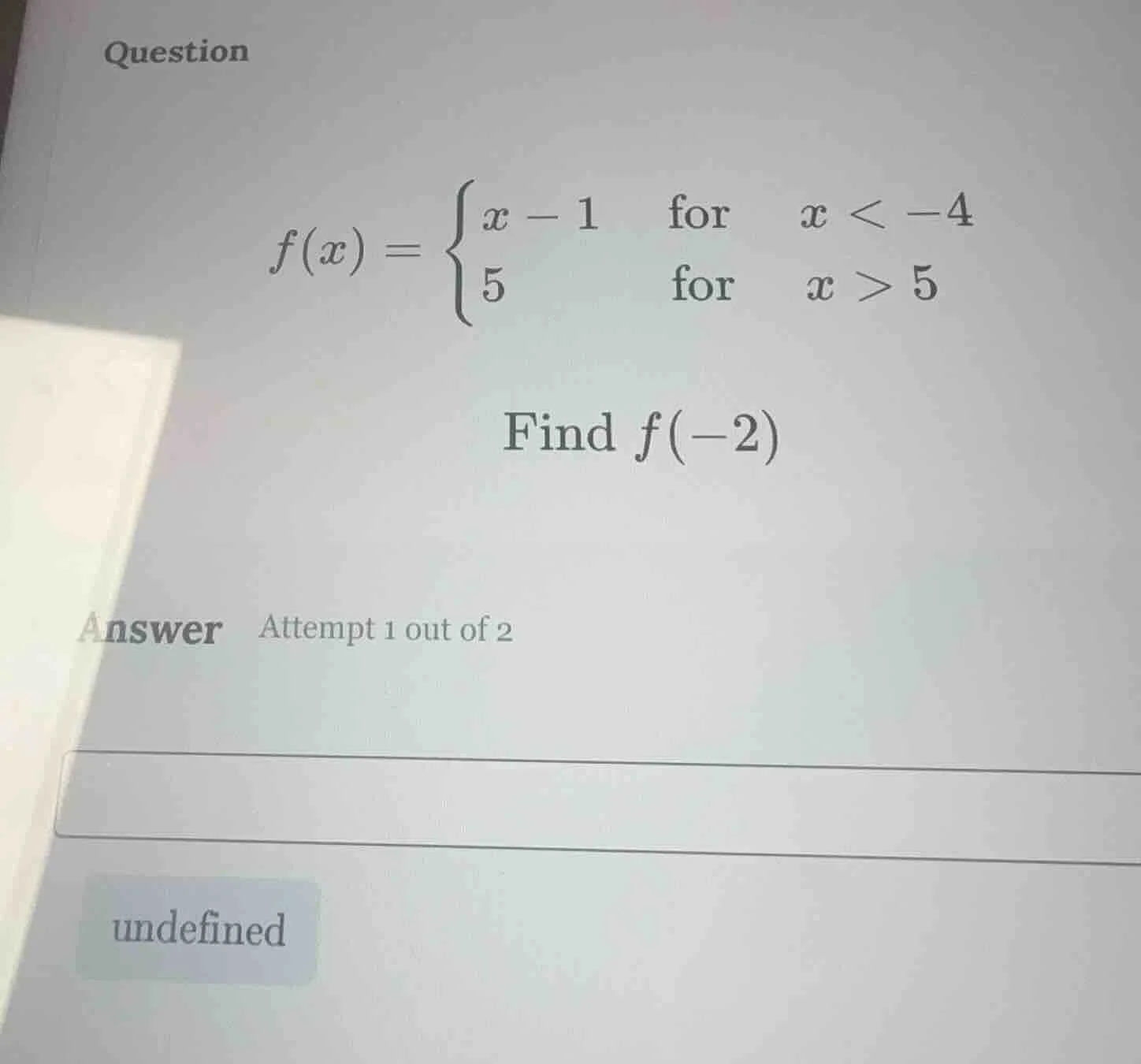question $f(x)=\\begin{cases}x - 1&\\text{for}&x < -4\\\\5&\\text{for}&…