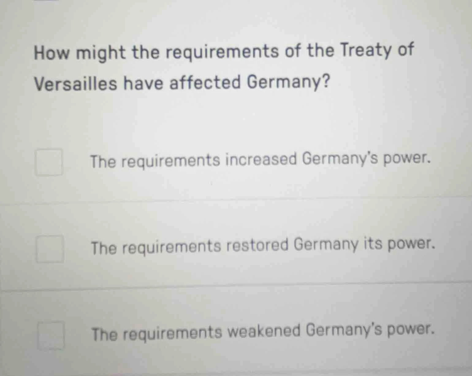 how might the requirements of the treaty of versailles have affected ge…