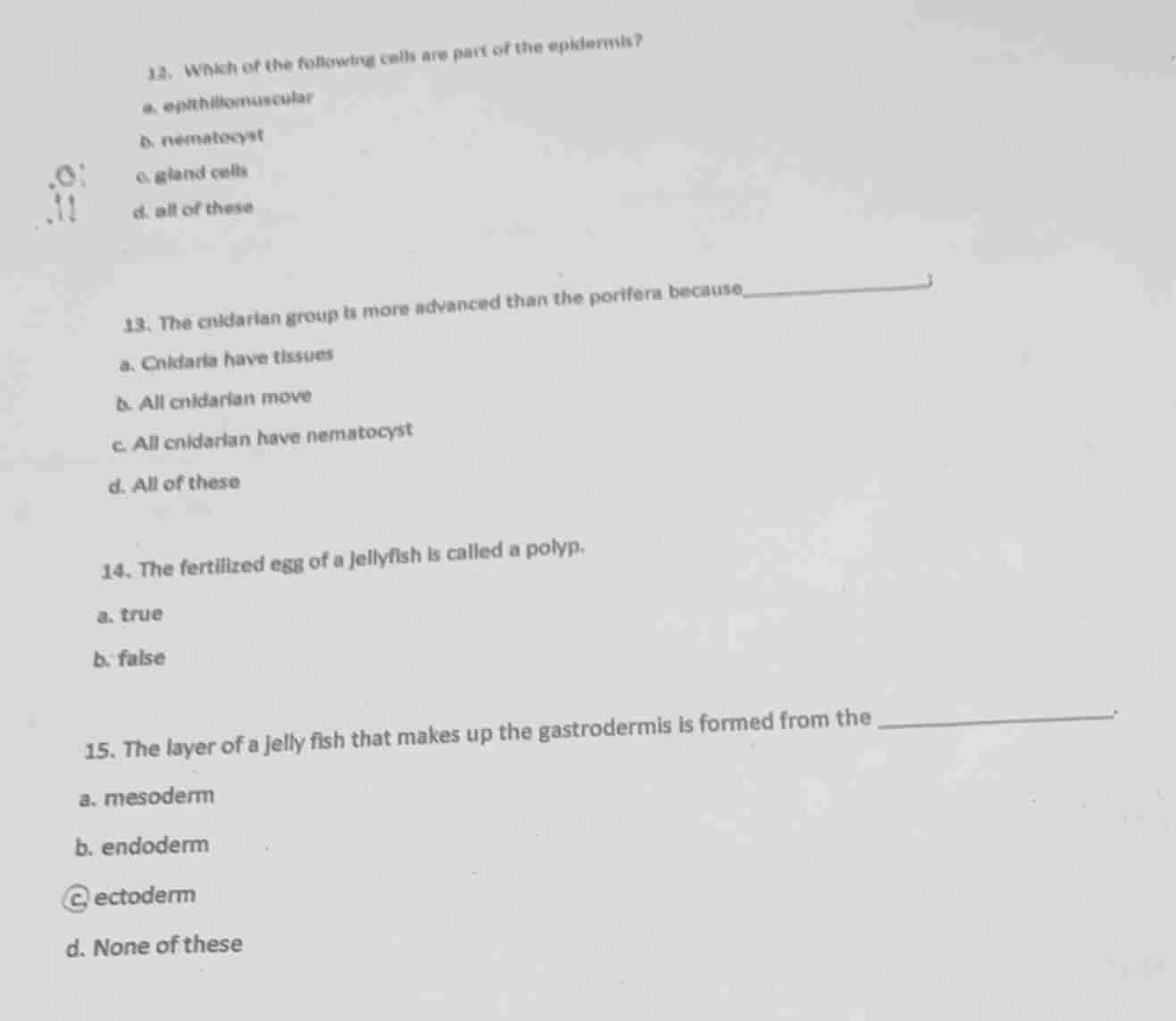 12. which of the following cells are part of the epidermis? a. epitheli…