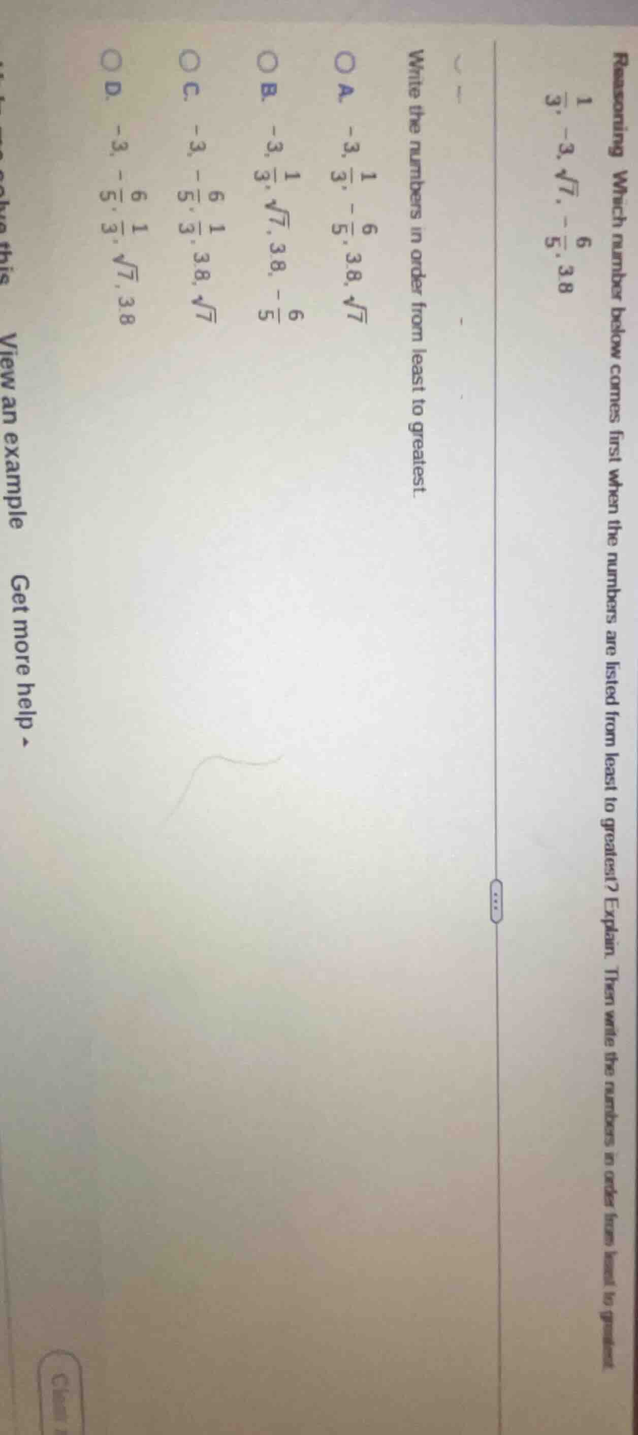 reasoning which number below comes first when the numbers are listed fr…